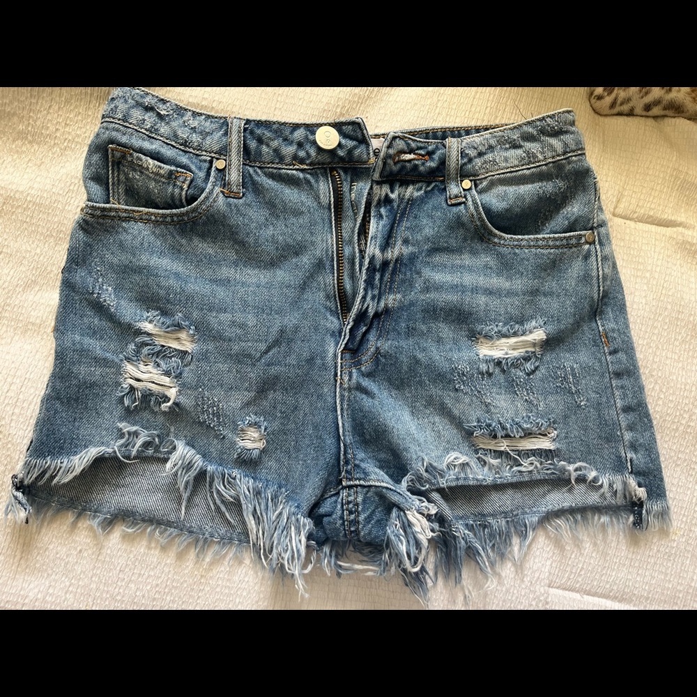 Light Wash Distressed Jean Shorts